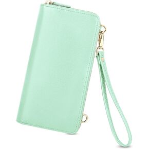 Nuoku محفظة للنساء حامل بطاقة الائتمان الهاتف الخليوي محفظة أريكة محفظة من جلد PU مع RFID حجب مخلب السوار in Kuwait