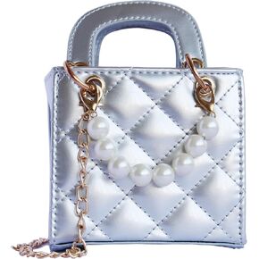 Purse for Little Girls, Toddlers Crossbody Bags Mini Top Handle Chain Pearl Handbags Purse Shoulder Bag Kids Presents