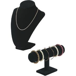 Julysky 2PCS Velvet Jewelry Holder Display, 3D Necklace Display Bust Necklace Stand,Bracelet Holder Stand, Bracelets, Bangles, Chains, Anklets, Necklace Holder for Retail Shops, Boutiques(Beige)
