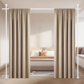 Room Divider Rod, Curtain Rod No Drilling Partition Room Dividers Tension Rod, 4-10ft (H) 48-72inch(W) Floor to Ceiling Room Divider Curtain Rod, Adjustable Curtain Divider for Room Separation Black