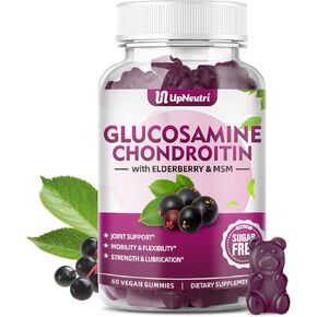 Glucosamine Chondroitin Gummies Sugar Free, Extra Strength 1500mg Glucosamine with Chondroitin MSM & Turmeric, Joint Support Supplement for Men & Women Joint Health (60 Count (Pack of 1))
