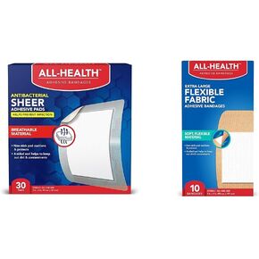 All Health Flexible Fabric Adhesive Bandages, XL 2 in x 4 in, 10 ct | Extra Large Flexible Protection for First Aid and Wound Care (Pack of 3)