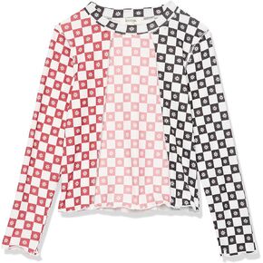 Speechless Girls' Long Sleeve Checkered Colorblock Top