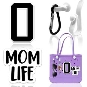 4 Pcs Charms for Bogg Bag, Insert Number & Flowers & Hooks Accessories Compatible with Bog Bag and Simple Southern Beach Totes for Handbag DIY, Finding Keys Sunglasses Easily