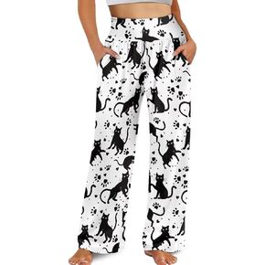 Casual Pants Women Wide Leg Dress Pants High Waisted Loose Fit Work Travel Trousers with Pockets S-3XL
