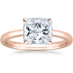 18K White Gold 3 Carat Lab Grown Solitaire Princess Cut IGI CERTIFIED Diamond Engagement Ring (3 Ct,D-E Color VS1-VS2 Clarity)
