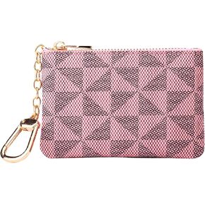 Leather Coin Purse for Women with KeyChain Small Zipper Change Purse coin Pouch Card Holder Wallet Clutch for Women & Men (White)