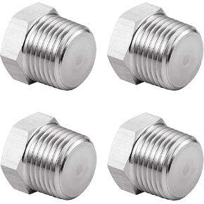 Outer Hex Head Thread Pipe Plug Fitting 1/4" NPT Male,304 Stainless Steel(pack of 4)
