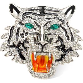 Rhinestone Tiger Head Brooch Pins. Animal Lapel Pin for Men,Punk Lion Coat Brooch for Mens Brooch Pin Suit Tiger Pin Jewelry