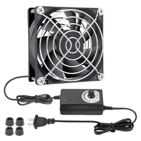 High CFM Computer Fan with AC Plug 120mm x 38mm, 110V - 240V Variable Speed Fan, Cooling for Server Closet Cabinet Mining Machine Chassis Workstation