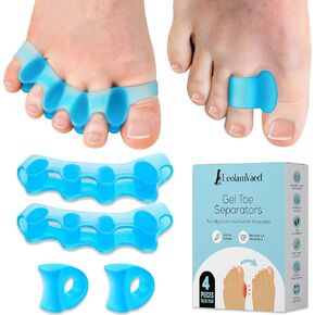 (4 قطع) فواصل أصابع القدم وفواصل أصابع القدم قابلة لإعادة الاستخدام للرجال والنساء، تخفيف سريع للألم من أصابع القدم المطرقة والأورام، جل طبي من الدرجة الطبية لتصحيح إصبع القدم المطرقة للمشي والجري واليوجا in Kuwait