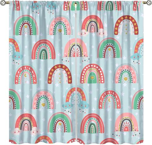 Unicorn Blackout Curtains for Kids Room Cute Cartoon Rainbow Window Curtains for Girls Bedroom Colorful Unicorns Window Drapes for Living Room Set 2 Panels,42x45 Inches in Saudi Arabia