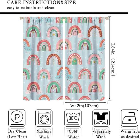Unicorn Blackout Curtains for Kids Room Cute Cartoon Rainbow Window Curtains for Girls Bedroom Colorful Unicorns Window Drapes for Living Room Set 2 Panels,42x45 Inches in Saudi Arabia