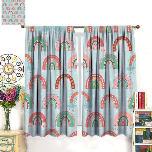 Unicorn Blackout Curtains for Kids Room Cute Cartoon Rainbow Window Curtains for Girls Bedroom Colorful Unicorns Window Drapes for Living Room Set 2 Panels,42x45 Inches in Saudi Arabia