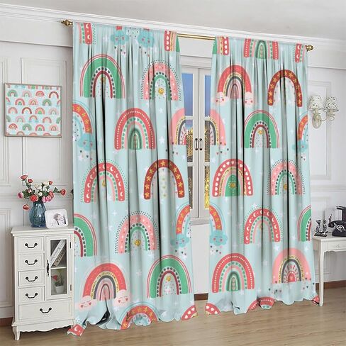 Unicorn Blackout Curtains for Kids Room Cute Cartoon Rainbow Window Curtains for Girls Bedroom Colorful Unicorns Window Drapes for Living Room Set 2 Panels,42x45 Inches in Saudi Arabia