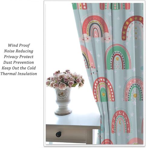 Unicorn Blackout Curtains for Kids Room Cute Cartoon Rainbow Window Curtains for Girls Bedroom Colorful Unicorns Window Drapes for Living Room Set 2 Panels,42x45 Inches in Saudi Arabia