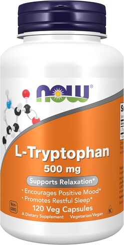 NOW Supplements، ل-تريبتوفان 500 ملغ، يشجع المزاج الإيجابي*، ويدعم الاسترخاء*، 120 كبسولة نباتية in Kuwait