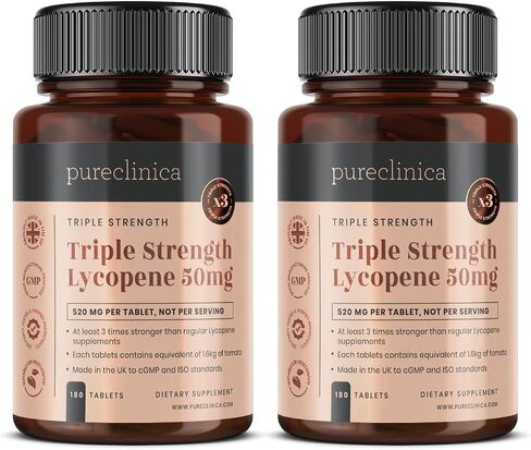 pureclinica Lycopene 50mg x 180 Tablets (6 Months Supply). 300% Strength of Regular Lycopene Tablets. in Saudi Arabia