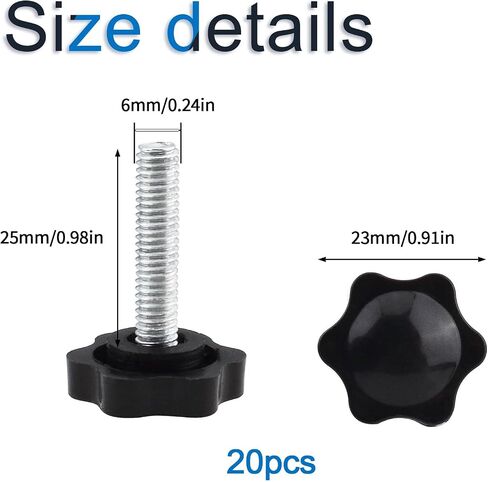24pcs Thumb Screw, M6/M8/M10x25mm Star Head Knob Tightening Screw Thumbscrew in Saudi Arabia