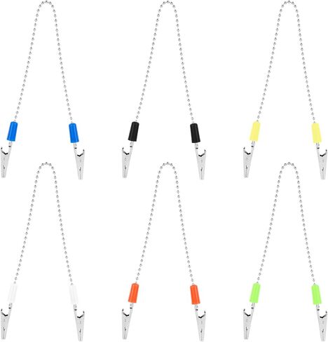 AUEAR, 6 Pack Napkin Clips Metal Dental Bib Clips Napkin Chain Bib Holder Napkin Fixing Clips Chain Lanyard Napkin Holder Flexible for Adult (6 Colors) in Saudi Arabia