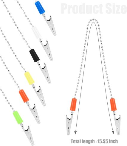 AUEAR, 6 Pack Napkin Clips Metal Dental Bib Clips Napkin Chain Bib Holder Napkin Fixing Clips Chain Lanyard Napkin Holder Flexible for Adult (6 Colors) in Saudi Arabia
