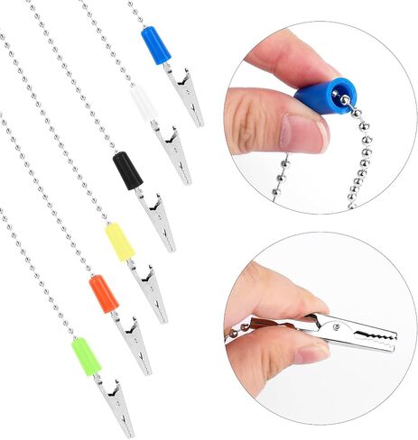 AUEAR, 6 Pack Napkin Clips Metal Dental Bib Clips Napkin Chain Bib Holder Napkin Fixing Clips Chain Lanyard Napkin Holder Flexible for Adult (6 Colors) in Saudi Arabia