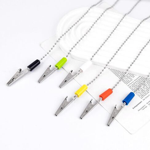 AUEAR, 6 Pack Napkin Clips Metal Dental Bib Clips Napkin Chain Bib Holder Napkin Fixing Clips Chain Lanyard Napkin Holder Flexible for Adult (6 Colors) in Saudi Arabia