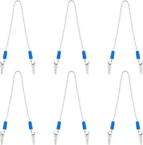 AUEAR, 6 Pack Napkin Clips Metal Dental Bib Clips Napkin Chain Bib Holder Napkin Fixing Clips Chain Lanyard Napkin Holder Flexible for Adult (6 Colors) in Kuwait