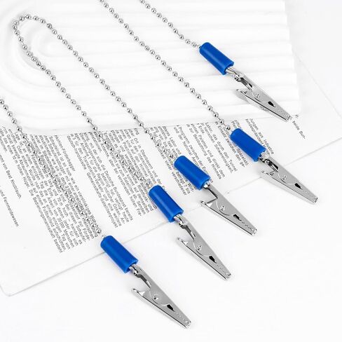 AUEAR, 6 Pack Napkin Clips Metal Dental Bib Clips Napkin Chain Bib Holder Napkin Fixing Clips Chain Lanyard Napkin Holder Flexible for Adult (6 Colors) in Kuwait