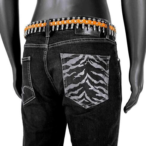Full Bullet Rivet Belt Mens Real Leather Belt Punk Rocker Party Waistband With Biker Chain in Saudi Arabia