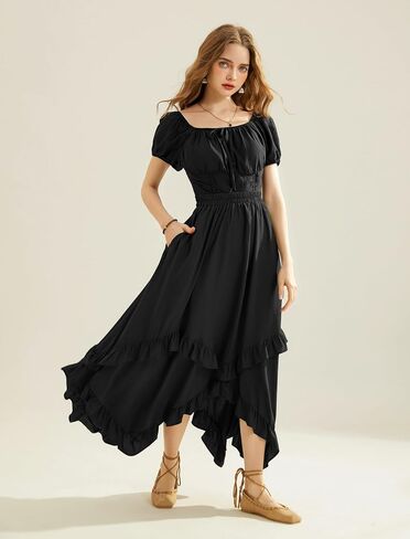 Scarlet Darkness Long Skirts for Women High Waist Renaissance Skirt Maxi Skirt with Pockets in Saudi Arabia