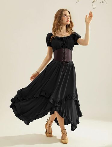 Scarlet Darkness Long Skirts for Women High Waist Renaissance Skirt Maxi Skirt with Pockets in Saudi Arabia