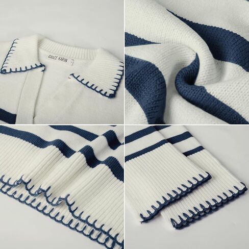 GRACE KARIN Womens Fall Fashion 2024 Sweater Long Sleeve Striped Contrast V Neck Knit Pullover Tops Trend Outfits in Saudi Arabia