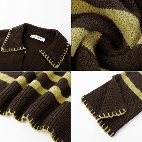 GRACE KARIN Womens Fall Fashion 2024 Sweater Long Sleeve Striped Contrast V Neck Knit Pullover Tops Trend Outfits in Saudi Arabia