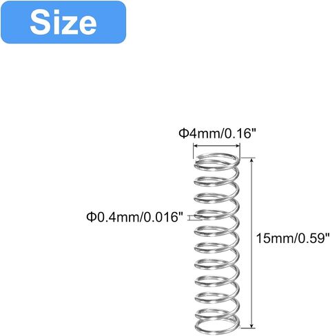 uxcell Compression Spring, 5Pcs 304 Stainless Steel, 4mm OD, 0.4mm Wire Size, 15mm Free Length, Silver Tone in Saudi Arabia