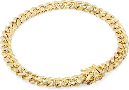 Nuragold 14K Yellow Gold Miami Cuban Link Chain Bracelet/Lengths 7" 7.5" 8" 8.5" 9" / Widths 3mm - 12.5mm / Italian Made Jewelry for Men and Women in Kuwait