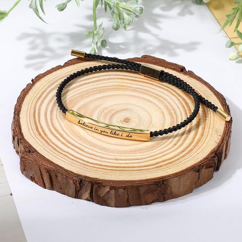 Believe In You Like I Do Bracelet for Women Men, Handmade Braided Fashion Adjustable Wrap Stainless Steel Motivational Tube Bracelet Story Jewelry in Saudi Arabia