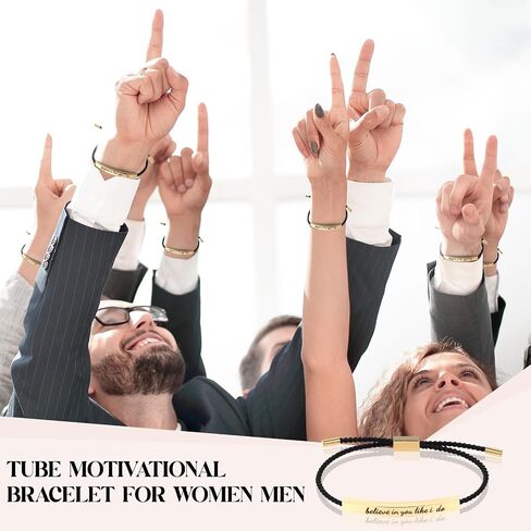 Believe In You Like I Do Bracelet for Women Men, Handmade Braided Fashion Adjustable Wrap Stainless Steel Motivational Tube Bracelet Story Jewelry in Saudi Arabia