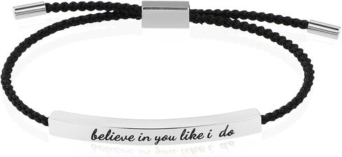 Believe In You Like I Do Bracelet for Women Men, Handmade Braided Fashion Adjustable Wrap Stainless Steel Motivational Tube Bracelet Story Jewelry in Saudi Arabia