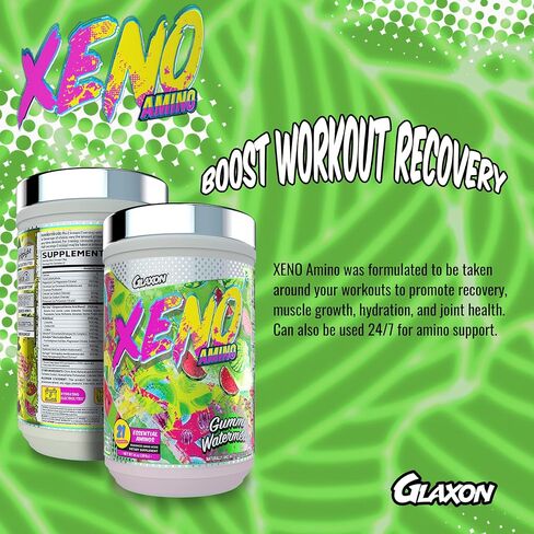 Glaxon Xeno Amino V3 Essential Sequenced Amino Acids – 10g of BCAA & EAA + Hydrating Electrolytes – Muscle Recovery & Joint Support for Men & Women – Great Taste (Gummy Watermelon) in Kuwait