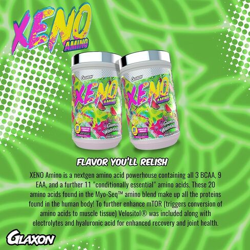Glaxon Xeno Amino V3 Essential Sequenced Amino Acids – 10g of BCAA & EAA + Hydrating Electrolytes – Muscle Recovery & Joint Support for Men & Women – Great Taste (Gummy Watermelon) in Kuwait