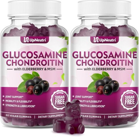 Glucosamine Chondroitin Gummies Sugar Free, Extra Strength 1500mg Glucosamine with Chondroitin MSM & Turmeric, Joint Support Supplement for Men & Women Joint Health (60 Count (Pack of 1)) in Saudi Arabia