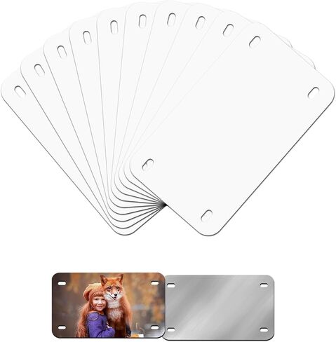 6"x3"10 Pcs Sublimation License Plate Blanks, Metal Aluminum Mini Heat Thermal Transfer Sheet DIY Picture, Custom License Plate Tag for Kids Toy Car, Bike (White) in Saudi Arabia