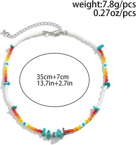 Colorful Beaded Necklace for Women Freshwater Beaded Pearl Choker Necklace for Women Y2K Trendy Pearl Necklace Boho Surfer Beach Necklace Summer Handmade Jewelry in Saudi Arabia