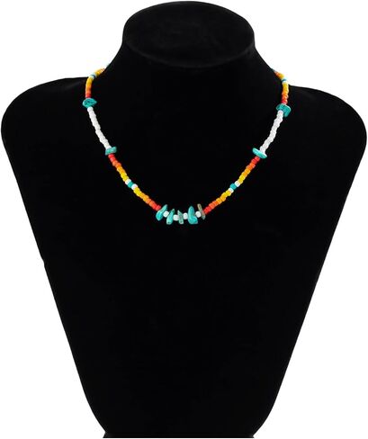 Colorful Beaded Necklace for Women Freshwater Beaded Pearl Choker Necklace for Women Y2K Trendy Pearl Necklace Boho Surfer Beach Necklace Summer Handmade Jewelry in Saudi Arabia
