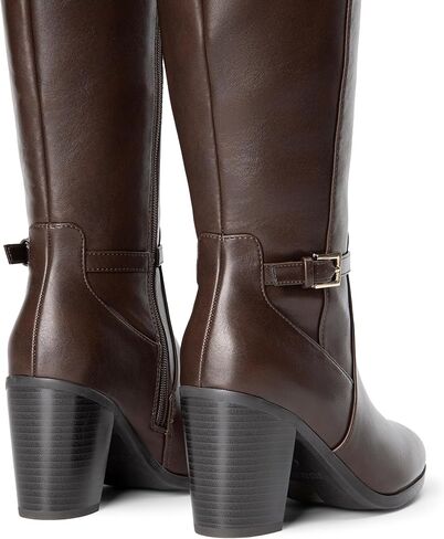 DREAM PAIRS Women Comfortable Chunky Knee-High Boots | Retro Buckle Boots Blend Almond Toes, Sleek Legs, and All-day Grip in Saudi Arabia