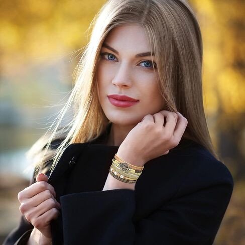 سوار من الجلد ذو طبقات بوهو بوهيمي أساور واسعة ملفوفة على شكل شجرة الحياة مجوهرات معصم للنساء in Kuwait