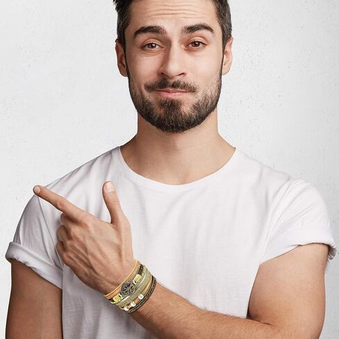 سوار من الجلد ذو طبقات بوهو بوهيمي أساور واسعة ملفوفة على شكل شجرة الحياة مجوهرات معصم للنساء in Kuwait