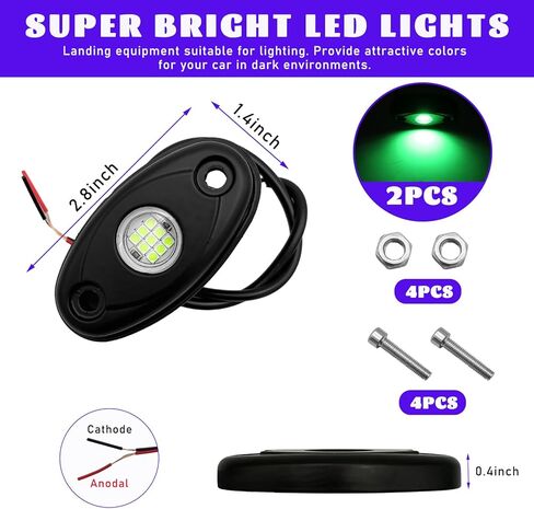 2 PCS LED Rock Lights, IP67 Waterproof Neon Trail Rig Lamp Lighting, High Brightness Underglow Fender Lights for Trucks SUV Off Road, Universal Car Accessories for Lighting (Blue) in Kuwait