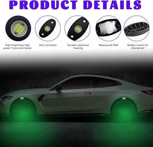 2 PCS LED Rock Lights, IP67 Waterproof Neon Trail Rig Lamp Lighting, High Brightness Underglow Fender Lights for Trucks SUV Off Road, Universal Car Accessories for Lighting (Blue) in Kuwait